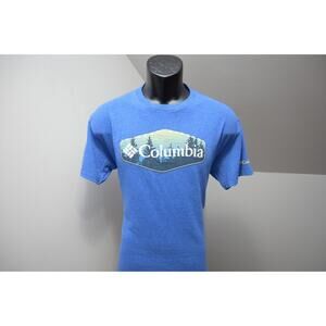 Columbia Tee Shirt Fishing Blue Short Sleeve Graphic Mens Size Medium